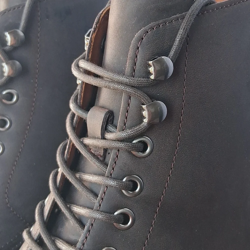 Quince Crafted Leather Cap Toe Lace Up Boots Brunette 10.5